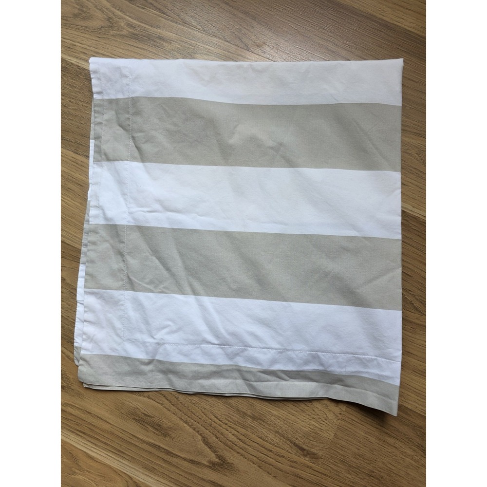 Pottery Barn Euro Sham Cover Egyptian Cotton Tan White Stripe